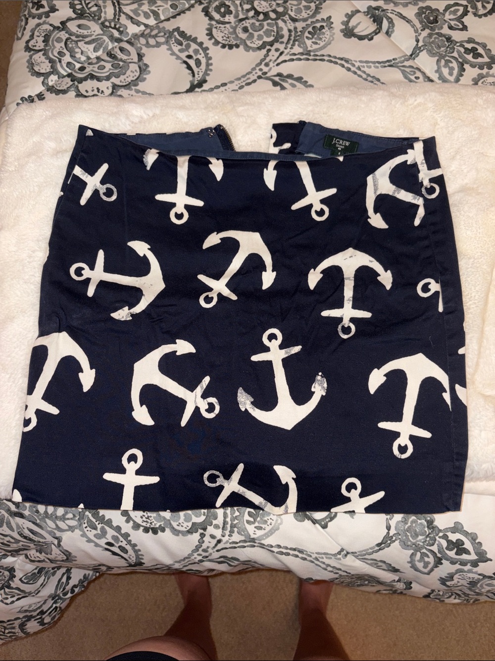 J. Crew Navy Anchor-Print Mini Skirt